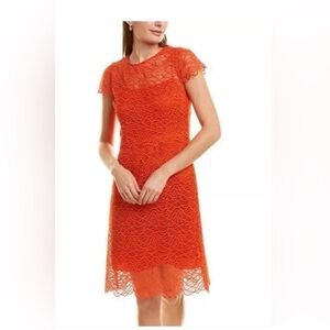 Elie Tahari Elegant Orange Lace Dress - NWT